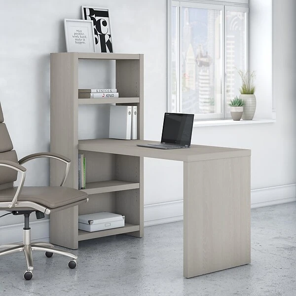 Office By Kathy Ireland® Echo 56W Bookcase Desk, Gray Sand (KI60207-03) 3 Office By Kathy Ireland® Echo 56W Bookcase Desk, Gray Sand (KI60207-03)