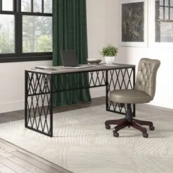 City Park 60W Industrial Writing Desk By Kathy Ireland Home - Driftwood Gray
