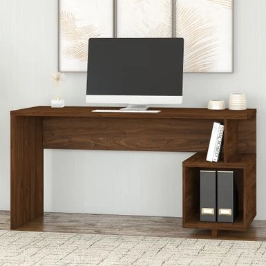 Madison Avenue 60W Writing Desk With Storage From Kathy Ireland Home - Walnut 3 Madison Avenue 60W Writing Desk With Storage From Kathy Ireland Home - Walnut