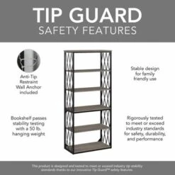 City Park Industrial 5 Shelf Bookcase By Kathy Ireland Home - Dark Gray Hickory -Kathy Ireland 7e8431e1 f300 40ef 9522 6b8472848a7a