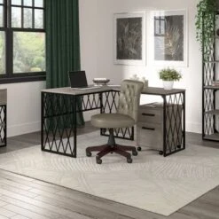 City Park 48W Industrial Writing Desk By Kathy Ireland Home - Dark Gray Hickory -Kathy Ireland 86aaef5d e261 4b94 bbfc edc63f09414c