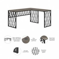 City Park 60W Industrial L Shaped Desk By Kathy Ireland Home - Dark Gray Hickory -Kathy Ireland 873ef7af 2911 40f0 80c2 6ffe942dbb8b