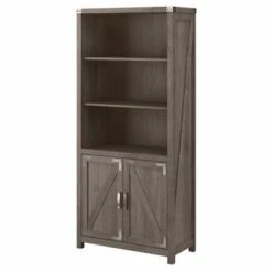 Cottage Grove Tall 5 Shelf Bookcase With Doors By Bush Furniture - Cottage White -Kathy Ireland 8df21ffa eb3d 4857 93dc be45246284e8