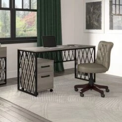 City Park 60W Writing Desk With Drawers By Kathy Ireland Home - Driftwood Gray