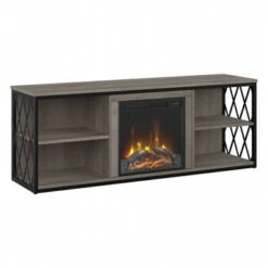 City Park 60W Electric Fireplace TV Stand By Kathy Ireland Home - Dark Gray Hickory -Kathy Ireland 9d98b5c6 8e87 49d0 8964 a03175f3afa3