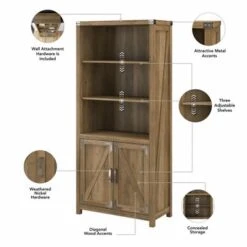 Cottage Grove Tall 5 Shelf Bookcase With Doors By Bush Furniture - Cottage White -Kathy Ireland 9e927c1b a585 498e be61 e993c1c2a299