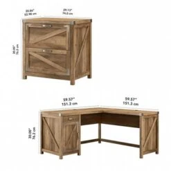 Cottage Grove 60W L Shaped Desk With File Cabinet By Bush Furniture - Reclaimed Pine -Kathy Ireland 9ef3b36c 07e8 4259 ac40 978ae39fcfe5