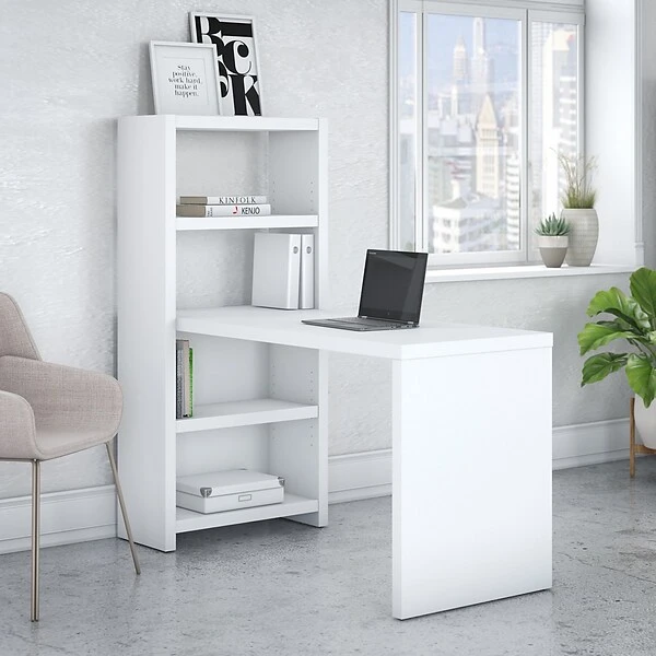 Office By Kathy Ireland® Echo 56W Bookcase Desk, Pure White/Pure White (KI60107-03) 3 Office By Kathy Ireland® Echo 56W Bookcase Desk, Pure White/Pure White (KI60107-03)