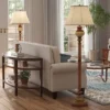 Kathy Ireland Hyde Park Vintage Rustic Floor Lamps With Glass Tray Tables 65" Tall Set Of 2 Bronze Nightlight Beige Fabric Bell Shade For Living Room -Kathy Ireland GUEST 11c62d86 65c5 4c3c 8203 97a88daa2b3e