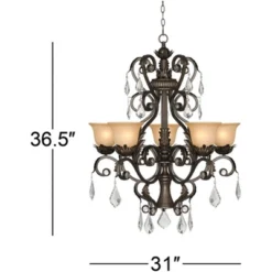 Kathy Ireland French Bronze Chandelier 31" Wide Rustic Crystal Amber Bell Glass 5-Light Fixture For Dining Room House Home Kitchen -Kathy Ireland GUEST 2ac48078 3be1 4416 849f fa38dda7c383