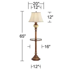 Kathy Ireland Hyde Park Vintage Rustic Floor Lamps With Glass Tray Tables 65" Tall Set Of 2 Bronze Nightlight Beige Fabric Bell Shade For Living Room -Kathy Ireland GUEST 2ee32704 1b70 42f3 bd6b d92f7ca871a6