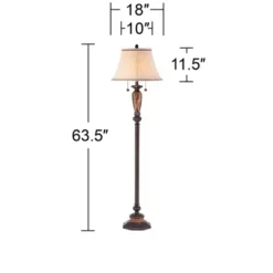 Kathy Ireland Sonnett Vintage Rustic Floor Lamp 63 1/2" Tall Bronze Metal Faux Marble Ivory Linen Bell Shade For Living Room Bedroom Office House Home -Kathy Ireland GUEST 43540af9 6fec 4404 b37f 6dc8f222d359