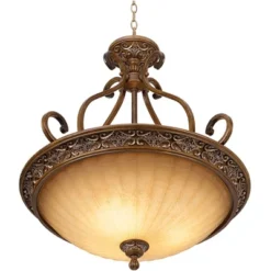 Kathy Ireland Sterling Estate Golden Bronze Pendant Chandelier 26 1/2" Wide Rustic Champagne Bowl Shade 3-Light Fixture For Dining Room Kitchen Island -Kathy Ireland GUEST 706706a2 27d1 4081 976d a8f40b5ff410
