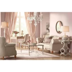 Kathy Ireland Chateau De Conde Antique Rubbed White Pendant Chandelier 26" Wide French Crystal 5-Light Fixture For Dining Room House Kitchen Island -Kathy Ireland GUEST 7437fa27 6972 4702 8fe9 a7a0ecb7764e