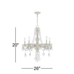 Kathy Ireland Chateau De Conde Antique Rubbed White Pendant Chandelier 26" Wide French Crystal 5-Light Fixture For Dining Room House Kitchen Island -Kathy Ireland GUEST 76ccc7b0 d15f 4e93 9aa9 8ffe977898dd