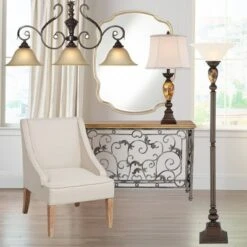 Kathy Ireland Vintage Torchiere Floor Lamp 72" Tall Bronze Tortoise Shell Font Frosted Glass Shade For Living Room Reading House -Kathy Ireland GUEST 7dfdba05 f04f 4087 9f40 36cb5cddaaf5