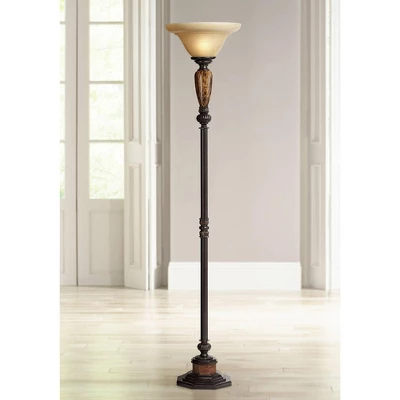 Kathy Ireland Sonnett Vintage Rustic Torchiere Floor Lamp 72" Tall Bronze Faux Marble Alabaster Glass Shade For Living Room Bedroom Office House Home 3 Kathy Ireland Sonnett Vintage Rustic Torchiere Floor Lamp 72" Tall Bronze Faux Marble Alabaster Glass Shade For Living Room Bedroom Office House Home