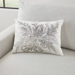 14"x20" Oversize Metallic Florals Lumbar Throw Pillow - Kathy Ireland Home -Kathy Ireland GUEST 85f2376d 66ed 454b 80cf b9df1577916f