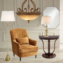 Kathy Ireland Sterling Estate Golden Bronze Pendant Chandelier 26 1/2" Wide Rustic Champagne Bowl Shade 3-Light Fixture For Dining Room Kitchen Island -Kathy Ireland GUEST c969f54c ccd9 44f6 88f1 b321a159e455