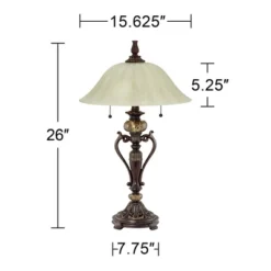 Kathy Ireland Amor Traditional Table Lamp 26" High Bronze Alabaster With Table Top Dimmer Champagne Glass Shade For Bedroom Living Room Bedside Office -Kathy Ireland GUEST eac20c06 7608 42a4 a6b0 310cb0756e2a