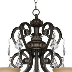 Kathy Ireland French Bronze Chandelier 31" Wide Rustic Crystal Amber Bell Glass 5-Light Fixture For Dining Room House Home Kitchen -Kathy Ireland GUEST ee29b97c 30f0 466b 95a9 f91a411dcf27