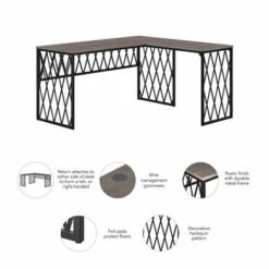 City Park 60W Industrial L Shaped Desk By Kathy Ireland Home - Driftwood Gray -Kathy Ireland ab3f58e1 de98 4913 a96a bf3ccc26bf37