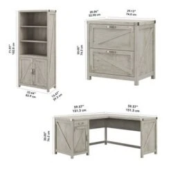Cottage Grove L Desk With File Cabinet And Bookcase By Bush Furniture - Cottage White -Kathy Ireland b2212cb5 8feb 49d3 ac99 1b1f8db4864c
