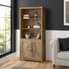 Cottage Grove Tall 5 Shelf Bookcase With Doors By Bush Furniture - Reclaimed Pine -Kathy Ireland b50a6a5f dee0 40ab b39d 60c6c7c9dc93