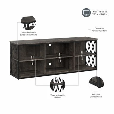 City Park Industrial TV Stand For 70 Inch TV By Kathy Ireland Home - Dark Gray Hickory 20 City Park Industrial TV Stand For 70 Inch TV By Kathy Ireland Home - Dark Gray Hickory - Image 18