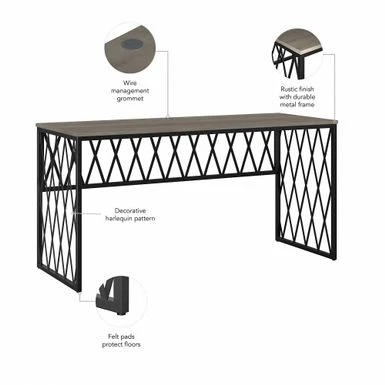 City Park 60W Industrial Writing Desk By Kathy Ireland Home - Dark Gray Hickory 12 City Park 60W Industrial Writing Desk By Kathy Ireland Home - Dark Gray Hickory - Image 10