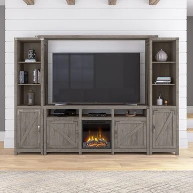 Cottage Grove Electric Fireplace Entertainment Stand By Bush Furniture - Restored Gray 3 Cottage Grove Electric Fireplace Entertainment Stand By Bush Furniture - Restored Gray