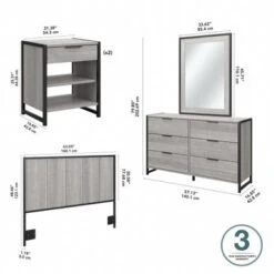 Atria 5-piece Bedroom Set With Full/Queen Headboard By Bush Furniture - Platinum Gray -Kathy Ireland ca446492 9f00 439b 9022 140ca56288ea