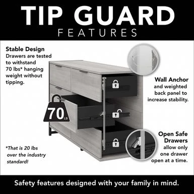 Atria 6 Drawer Dresser By Bush Furniture - Charcoal Gray 9 Atria 6 Drawer Dresser By Bush Furniture - Charcoal Gray - Image 7