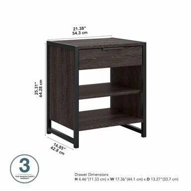 Atria Small Nightstand With Drawer And Shelves By Bush Furniture - Charcoal Gray 13 Atria Small Nightstand With Drawer And Shelves By Bush Furniture - Charcoal Gray - Image 11
