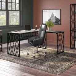 City Park 60W Industrial L Shaped Desk By Kathy Ireland Home - Driftwood Gray -Kathy Ireland d81ed5ae af81 47bd ab26 6797d542996a