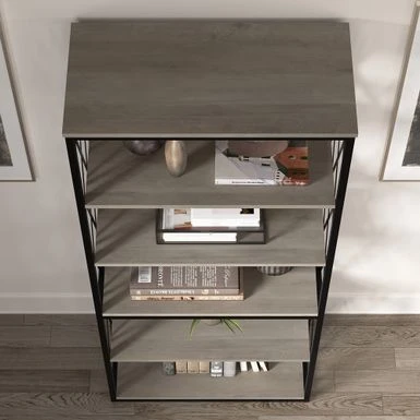 City Park Industrial 5 Shelf Bookcase By Kathy Ireland Home - Driftwood Gray 8 City Park Industrial 5 Shelf Bookcase By Kathy Ireland Home - Driftwood Gray - Image 7