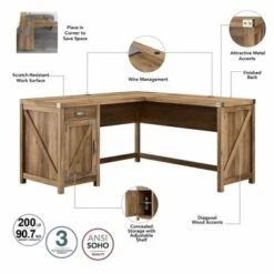 Cottage Grove L Desk With File Cabinet And Bookcase By Bush Furniture - Cottage White -Kathy Ireland de014b47 e284 4955 8dc8 cab99965788d