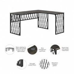 City Park 60W Industrial L Shaped Desk By Kathy Ireland Home - Driftwood Gray -Kathy Ireland de1f86bf dae6 45ac bab7 7132a7ba045d