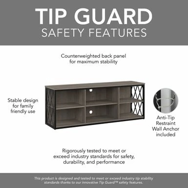 City Park Industrial TV Stand For 70 Inch TV By Kathy Ireland Home - Dark Gray Hickory 10 City Park Industrial TV Stand For 70 Inch TV By Kathy Ireland Home - Dark Gray Hickory - Image 8