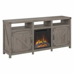 Cottage Grove 65W Electric Fireplace TV Stand By Bush Furniture - Reclaimed Pine -Kathy Ireland eb35543d 8bd8 4c53 8729 289c1bbcbbb5