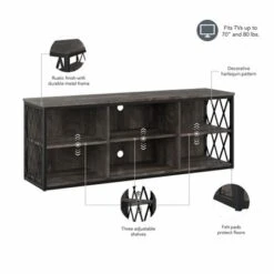 City Park Industrial TV Stand For 70 Inch TV By Kathy Ireland Home - Driftwood Gray -Kathy Ireland f21edb58 a5c6 418a 9224 dae893440635