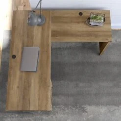 Cottage Grove 60W L Shaped Desk With Storage By Bush Furniture - Reclaimed Pine -Kathy Ireland f49163b9 e9f3 4462 afbb 45e033092101