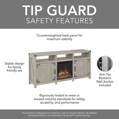 Cottage Grove Electric Fireplace Entertainment Stand By Bush Furniture - Restored Gray 8 Cottage Grove Electric Fireplace Entertainment Stand By Bush Furniture - Restored Gray - Image 6