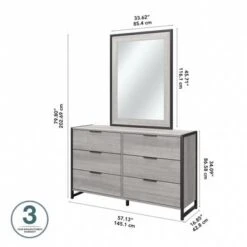 Atria 6 Drawer Dresser With Mirror By Bush Furniture - Modern Hickory -Kathy Ireland fcd34f61 1e15 4dc1 9ceb 258cf1b7abc0