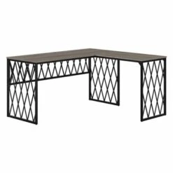 City Park 60W Industrial L Shaped Desk By Kathy Ireland Home - Dark Gray Hickory -Kathy Ireland fd2c32ba 09e9 4984 8bfe 8766c16cbdf4