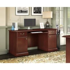 Kathy Ireland® Home By Bush Furniture Bennington Credenza Desk, Harvest Cherry (WC65510-03K)