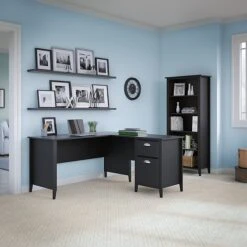 Kathy Ireland® Home By Bush Furniture Connecticut 5 Shelf Bookcase, Black Suede Oak (KI40103-03) -Kathy Ireland m007138051 s7