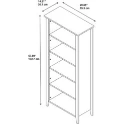 Kathy Ireland® Home By Bush Furniture Connecticut 5 Shelf Bookcase, Black Suede Oak (KI40103-03) -Kathy Ireland m007138140 s7