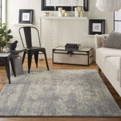 Kathy Ireland Sahara KI391 Ivory - Slate Area Rug