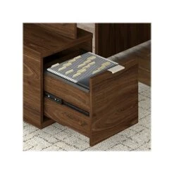 Kathy Ireland® Home By Bush Furniture Madison Avenue 60" L-Shaped Desk With Drawer And Storage, Modern Walnut (MDS001MW) -Kathy Ireland sp108409725 s7